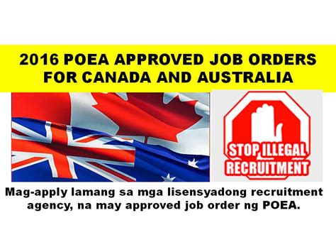 POEA Approved Job Orders in Canada .